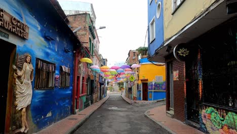 Bogota-Colombia-city-historical-downtown-walking-in-la-Candelaria-neighborhood-colourful-district