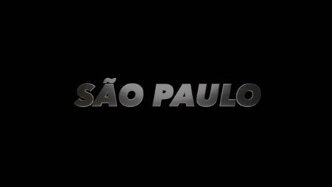 Stadt-São-Paulo,-Brasilien,-3D-Grafiktitel-Im-Look-Von-Gebürstetem-Stahl,-Füllung-Und-Alphakanal