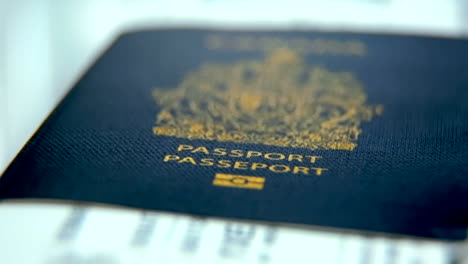 Close-Up-Canadian-Passport-with-Boarding-Pass---At-60-fps