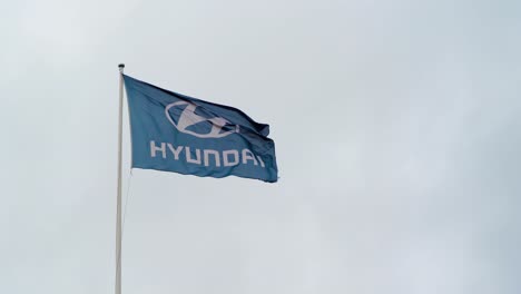 Hyundai-car-dealership-flag-waving-in-the-wind-on-a-cloudy-day