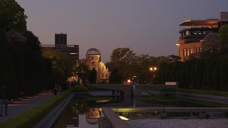 Hiroshima-Peace-Park-in-the-early-Evening,-Remembrance-of-Atomic-Attack-in-Japan