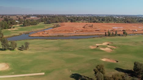 Yarrawonga,-Victoria,-Australia---18-April-2023:-Over-the-Black-Bull-GC-to-the-earthworks-of-the-new-residential-estate-at-Silverwoods-Yarrawonga
