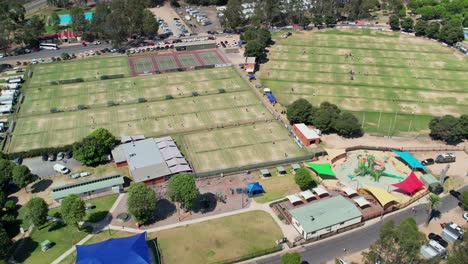 Yarrawonga,-Victoria,-Australia---17-February-2023:-Reveal-of-lawn-tennis-courts-and-the-courts-on-football-oval-at-Yarrawonga-Victoria