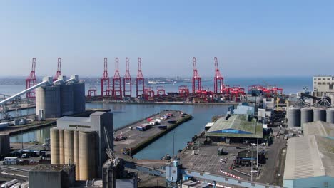Gladstone-Dock-Mit-Biomasse--Und-Getreideterminals-Mit-Blick-Auf-Den-Hafen-Von-Liverpool-2-Mit-Großen-Portalkränen