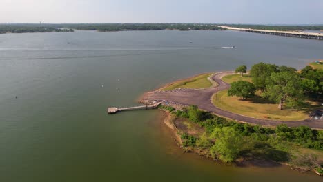 Aerial-footage-of-the-Copperas-Branch-Park-Boat-Ramp-on-Lake-Lewisville-Texas