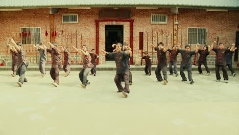Chinese-martial-arts-group-performs-synchronized-training-movements