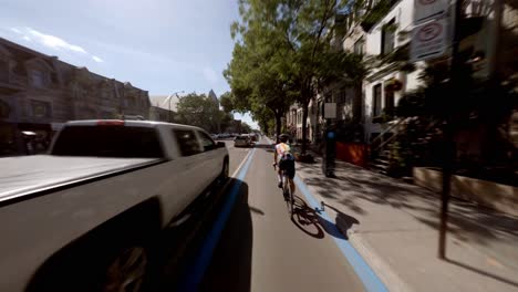 POV-Following-Cyclist-Along-Express-Bicycle-Network-In-Montreal