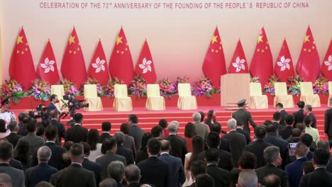 Government-officials-and-Pro-China-guests-attend-a-ceremony-celebrating-China's-National-Day-and-anniversary-on-October-1st,-the-founding-anniversary-of-the-People's-Republic-of-China