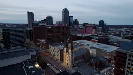 Indianapolis,-Indiana-Downtown-At-Dusk-Drone-Aerial