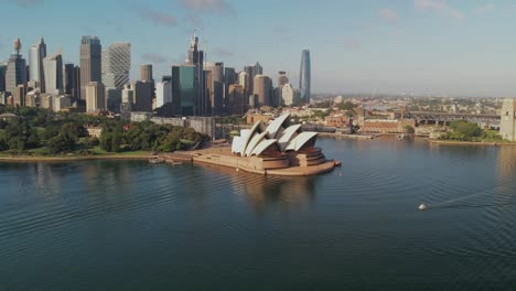 Sydney,-New-South-Wales,-Australia---25-December-2021:-Aerial-view-of-the-Sydney-Opera-House-Sydney-Harbour-Bridge-Botanical-Gardens-and-the-high-rise-of-the-Sydney-CBD
