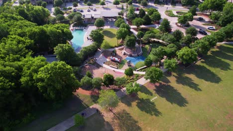 Aerial-footage-of-Exploration-Park-and-Union-Park-community-pool-in-Aubrey-Texas