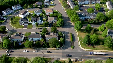 Aerial-view-of-Main-Street-and-some-suburban-housing-in-Sayreville,-New-Jersey
