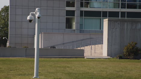 Central-Islip-New-York-Federal-Courthouse-Exterior-Static-Shot-of-Stairs-from-side-with-surveillance-camera