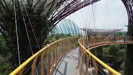 Gärten-An-Der-Bay-High-Yellow-Suspension-Bridge-Singapur