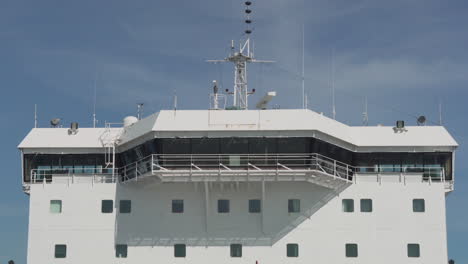 Passenger-ferry-bridge-and-rotating-radar-antennas-on-top