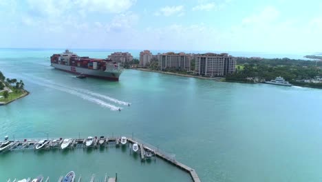 Cargo-Ship---Drone-Aerial---Miami,-Florida