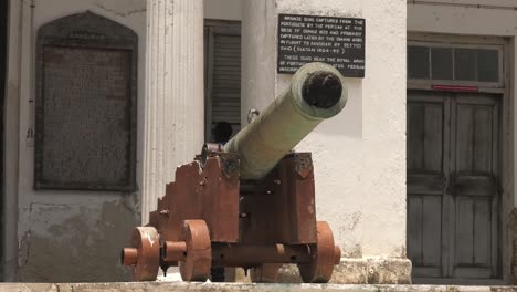 View-Of-Old-Artillery-Cannon-Outside-House-Of-Wonders-In-Zanzibar