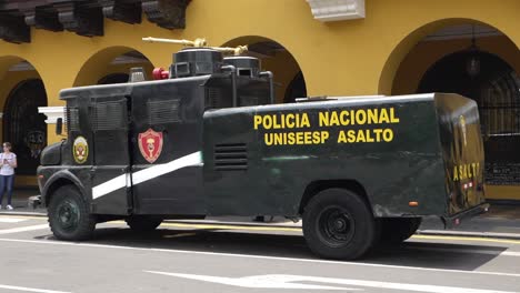 Parked-Police-Riot-Control-Water-Canon-Truck-In-Peru