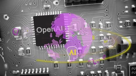 OpenAI-Concept-on-Motherboard-Chip-with-Rotating-Globe-and-Technology-Icons