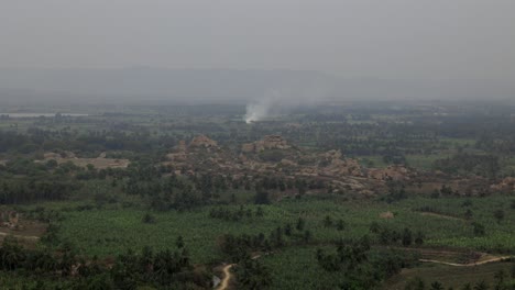 Wildfire-and-Smoke-Clouds,-Hampi-India