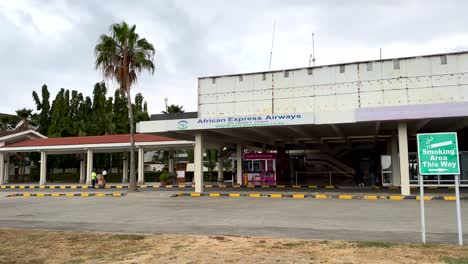 African-Express-Airways-sign-outside-airport-in-Mombasa-in-Kenya