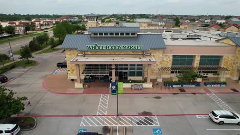 Editorial-aerial-footage-of-Whole-Foods-Market-in-Highland-Village-Texas-located-at-4041-Waller-Creek,-Highland-Village,-TX-75077