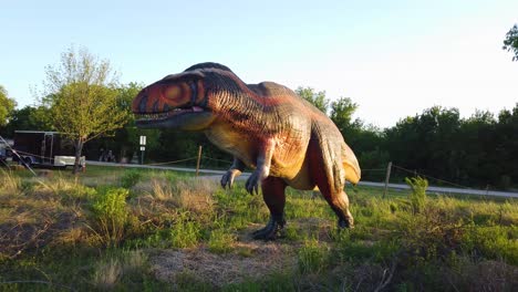 This-is-an-editorial-video-of-an-Acrocanthosaurus-at-the-Prehistoric-Park-event-in-Meadowmere-Park-on-Lake-Grapevine-in-grapevine-Texas