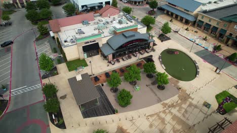 Editorial-aerial-footage-of-Lambeau's-America-restaurant-in-the-Shops-at-Highland-Village-in-Highland-Village-Texas