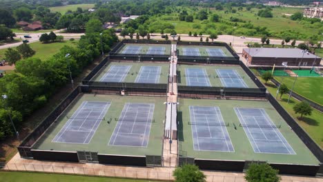 This-is-editorial-aerial-footage-of-the-tennis-court-for-Marcus-Marauders-High-School-in-Flower-Mound-Texas