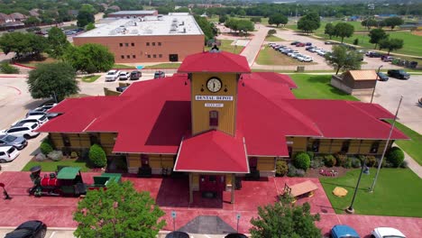 Editorial-Aerial-footage-of-Dental-Depot-in-Highland-Village-Texas-located-at-2460-Justin-Rd,-Highland-Village,-TX-75077