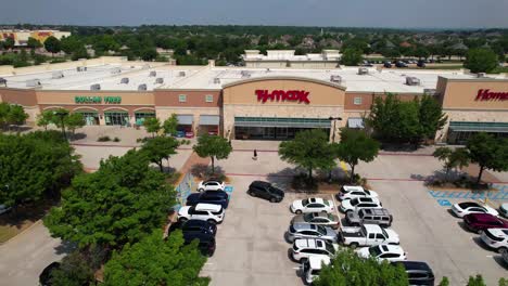 This-is-editorial-aerial-footage-of-TJ-Maxx-store-in-Highland-Village-Texas-located-at-2830-Village-Pkway,-Flower-Mound,-TX-75077-