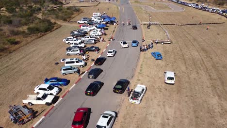 Drone-video-of-a-drag-race-competition-in-Bulawayo,-Zimbabwe