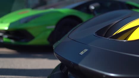 Focus-pull-shot-from-Ferrari-to-Lamborghini