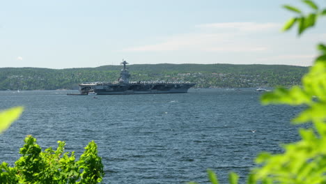 Aircraft-Carrier-USS-Gerald-Ford-In-Oslo-Fjord-In-Norway