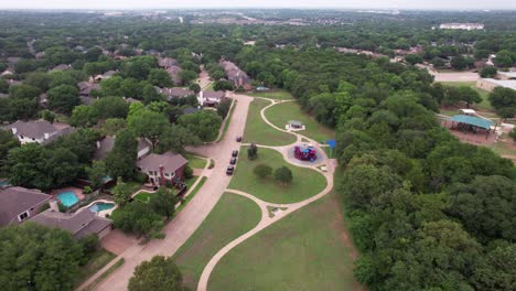 Editorial-aerial-footage-of-Glenwick-Park-playground-in-Flower-Mound-Texas