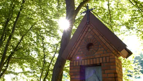 Brick-chapel-in-Gietrzwałd-in-the-rays-of-the-sun