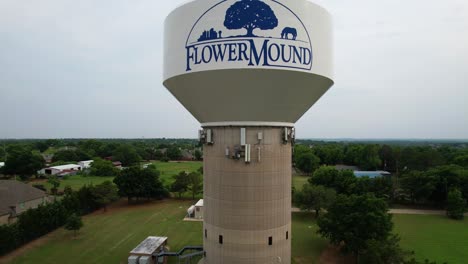Aerial-footage-of-a-water-tower-in-Flower-Mound-Texas