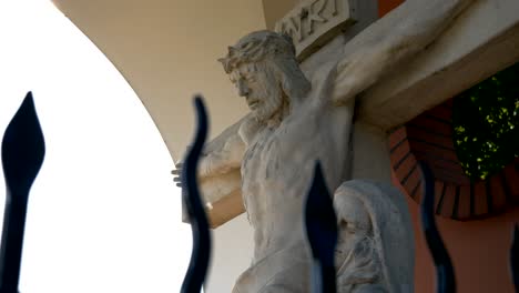 Figure-of-Jesus-crucified,-station-of-the-Cross-in-Gietrzwałd