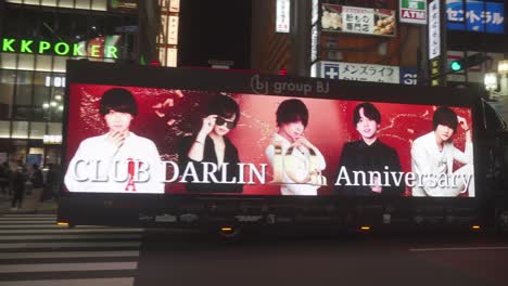 Lorry-With-Giant-LED-Advert-For-Club-Darlin-Driving-Past-Kabukicho-At-Night