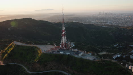 Aerial-Hollywood-sign-and-antenna-on-an-helicopter-sunrise-from-the-back