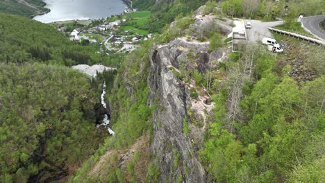 People-risking-their-life-taking-photos-at-steep-cliffs-in-Flydalsjuvet-Geiranger-Norway
