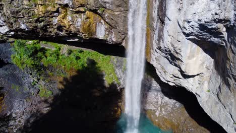 Aerial-Shot-of-Berglistüber-Waterfall-in-Swiss-Alps-in-Switzerland