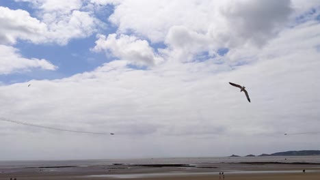 Red-Arrows-Fighter-Plane-Diving-and-Passing-2nd-Plane-During-Air-Show-in-Swansea