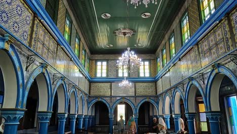 Ceiling-and-arched-architecture-of-El-Ghriba-Jewish-synagogue-of-Djerba-in-Tunisia