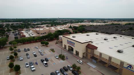 Aerial-footage-of-the-Academy-Sports-and-Outdoor-store-in-Flower-Mound-Texas