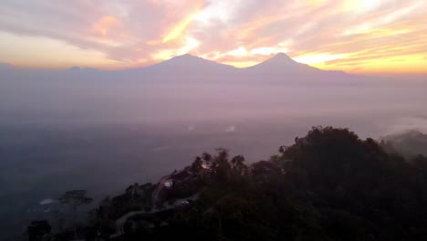 Sunrise-over-Menoreh-Hill-in-Central-Java,-Indonesia