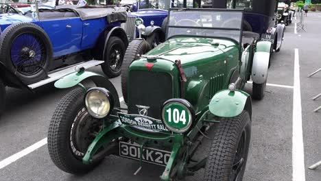 British-racing-green-vintage-car-at-the-Gordon-Bennett-Motor-Rally-Ireland-engineering-beauty