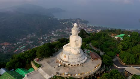Aerial-establish-shot-of-Phuket-Big-Buddha-is-one-of-the-island-most-important-and-revered-landmarks-on-the-island