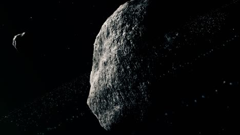 Large-asteroid-rotating-with-small-cosmic-derbies-in-the-orbit