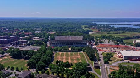 Large-rugby-stadium-at-a-Clemson,-SC-university
